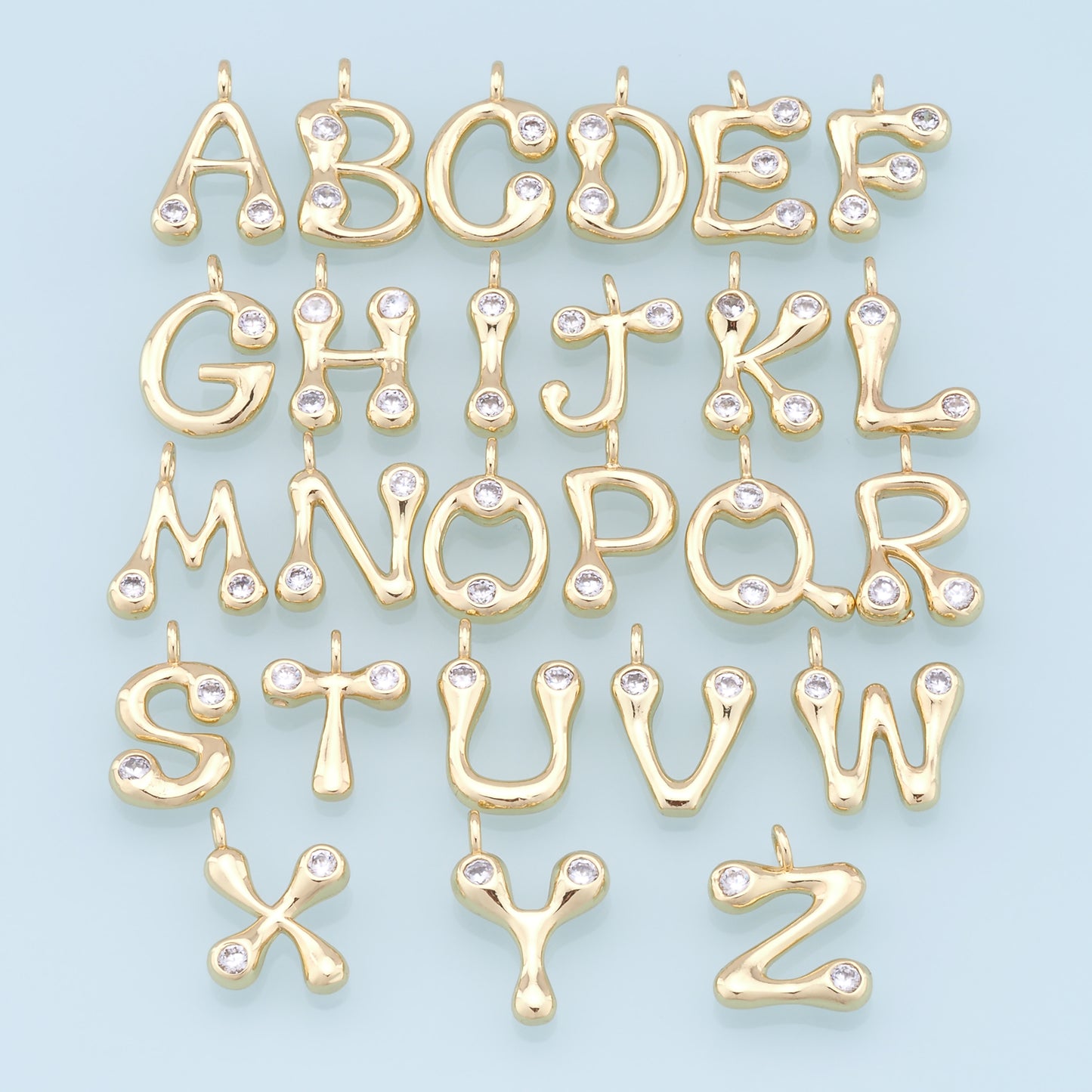 Gold letter Charms,18K Gold Filled letter Pendant,initial Charm Bracelet Necklace for DIY Jewelry Making Supply