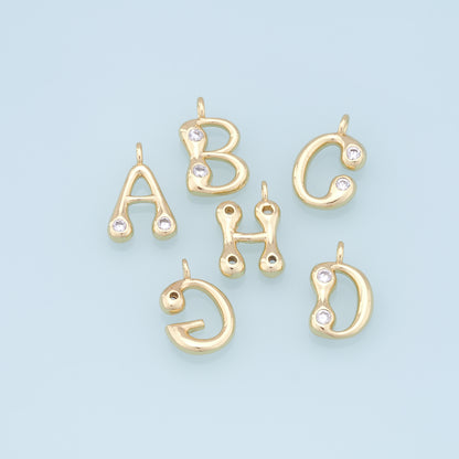 Gold letter Charms,18K Gold Filled letter Pendant,initial Charm Bracelet Necklace for DIY Jewelry Making Supply