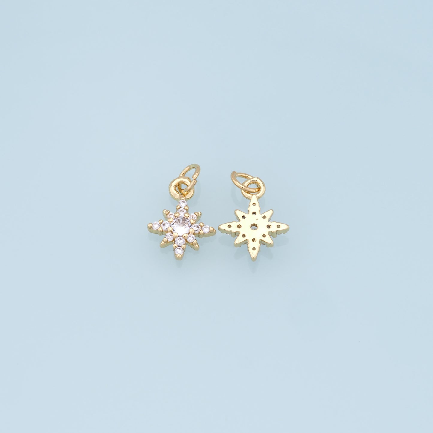 Gold Star Charms,18K Gold Filled Starburst Pendant,North Star Charm Bracelet Necklace for DIY Jewelry Making Supply