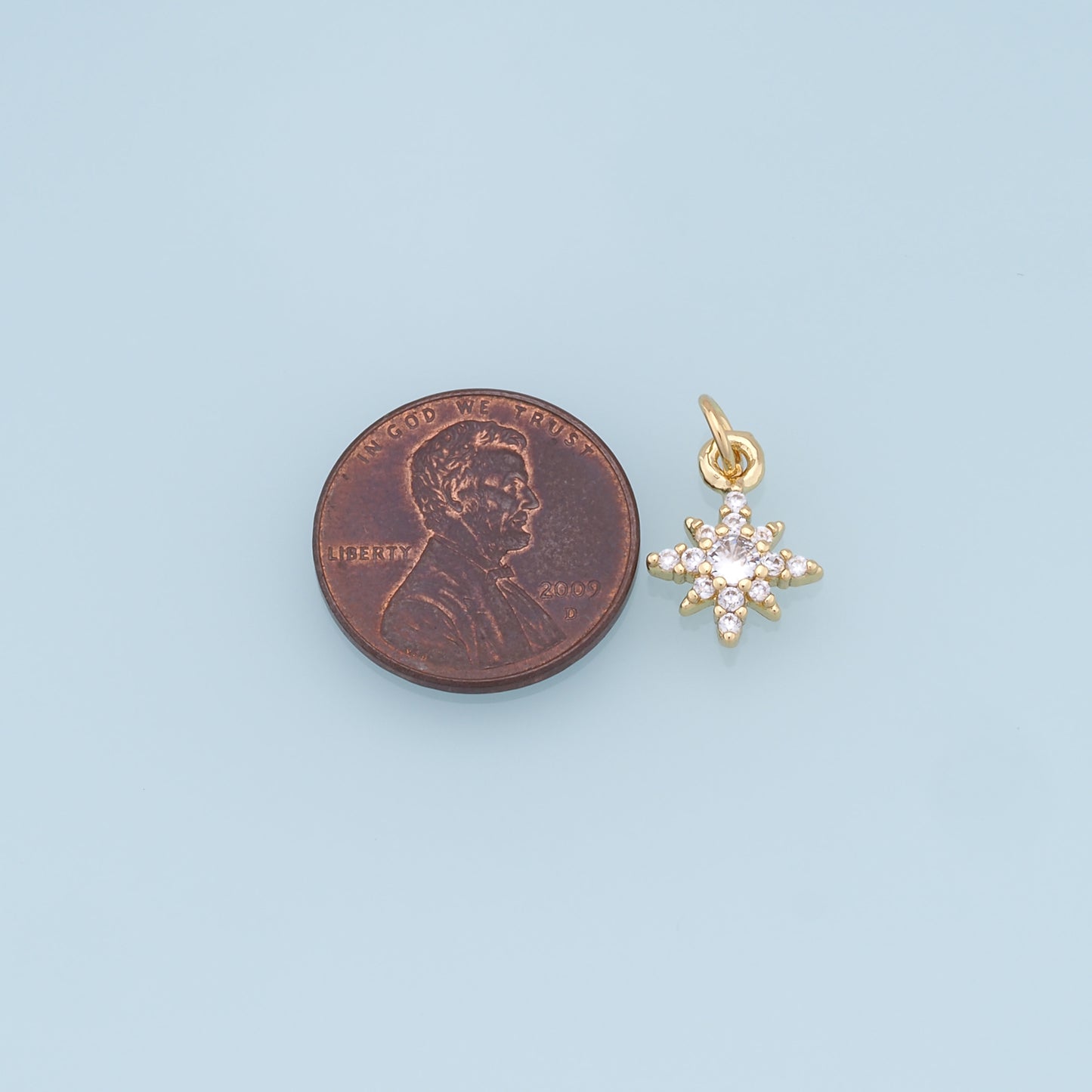 Gold Star Charms,18K Gold Filled Starburst Pendant,North Star Charm Bracelet Necklace for DIY Jewelry Making Supply