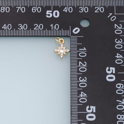 Gold Star Charms,18K Gold Filled Starburst Pendant,North Star Charm Bracelet Necklace for DIY Jewelry Making Supply