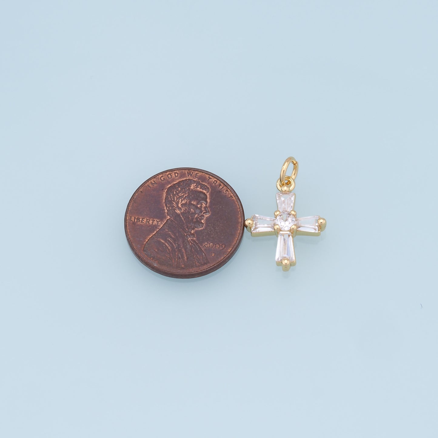 Gold Cross Charms,18K Gold Filled Cross Pendant,CZ Micro Pave Protect Religious Charm Bracelet Necklace for DIY Jewelry Making Supply 8x12mm