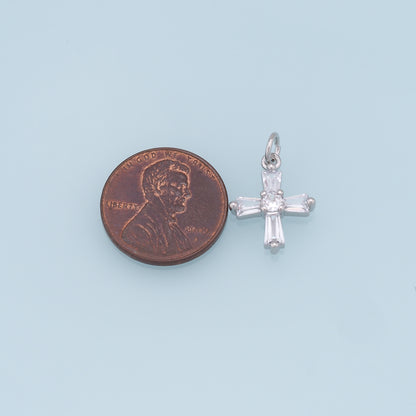 Gold Cross Charms,18K Gold Filled Cross Pendant,CZ Micro Pave Protect Religious Charm Bracelet Necklace for DIY Jewelry Making Supply 8x12mm