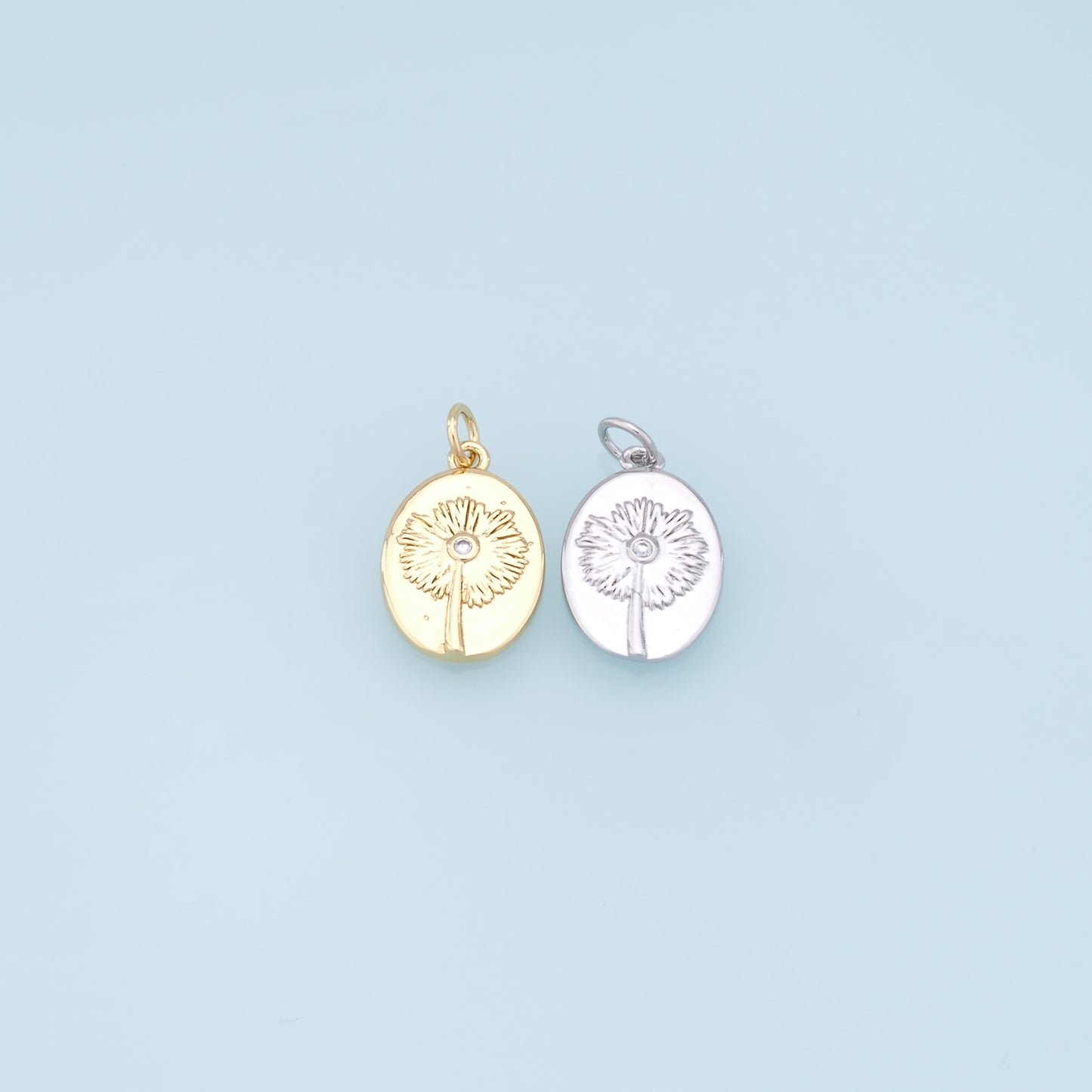 Gold Flower Charms,18K Gold Filled CZ flower Pendant,Silver flower Charm Bracelet Necklace for DIY Jewelry Making Supply