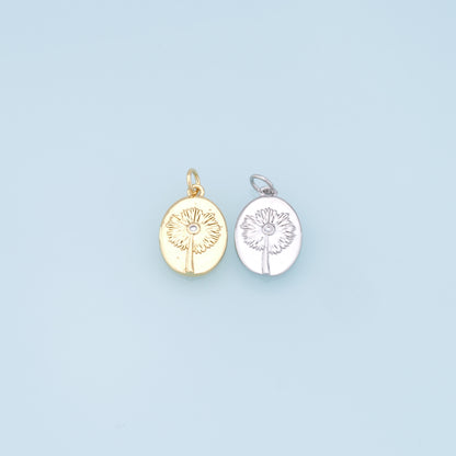 Gold Flower Charms,18K Gold Filled CZ flower Pendant,Silver flower Charm Bracelet Necklace for DIY Jewelry Making Supply
