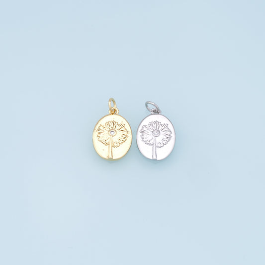 Gold Flower Charms,18K Gold Filled CZ flower Pendant,Silver flower Charm Bracelet Necklace for DIY Jewelry Making Supply