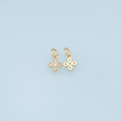 Gold Cross Charms,18K Gold Filled Cross Pendant,CZ Micro Pave Protect Religious Charm Bracelet Necklace for DIY Jewelry Making Supply