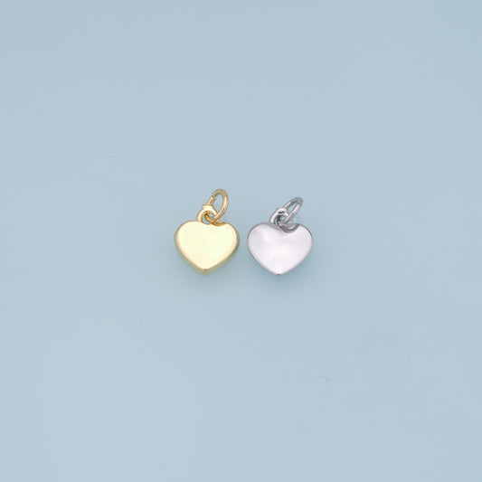 Gold Heart Charms,18K Gold Filled Heart Pendant,Silver Heart Charm Bracelet Necklace for DIY Jewelry Making Supply