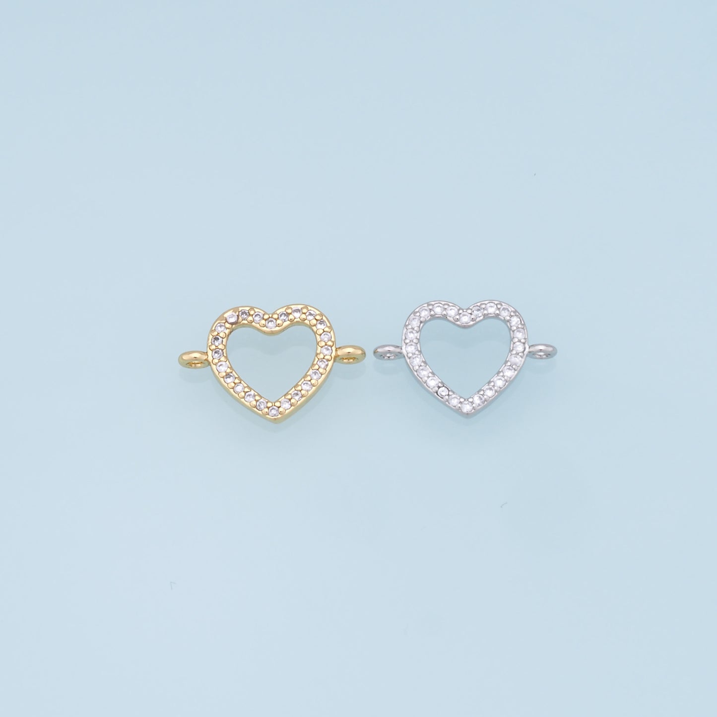 Gold Heart Connector Charms,18K Gold Filled Heart Pendant,Heart Charm Bracelet Necklace for DIY Jewelry Making Supply
