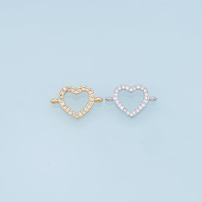 Gold Heart Connector Charms,18K Gold Filled Heart Pendant,Heart Charm Bracelet Necklace for DIY Jewelry Making Supply