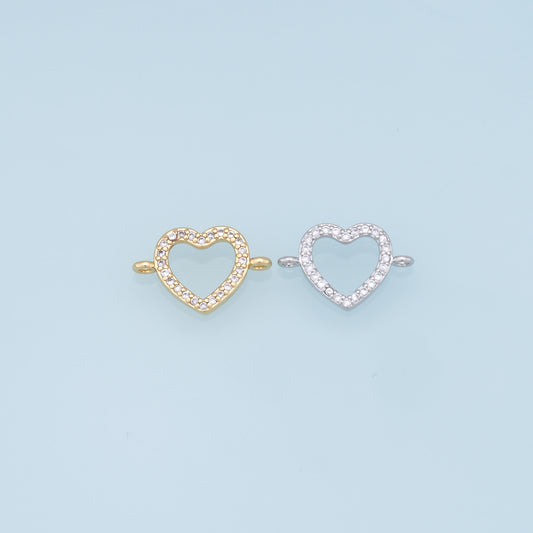 Gold Heart Connector Charms,18K Gold Filled Heart Pendant,Heart Charm Bracelet Necklace for DIY Jewelry Making Supply