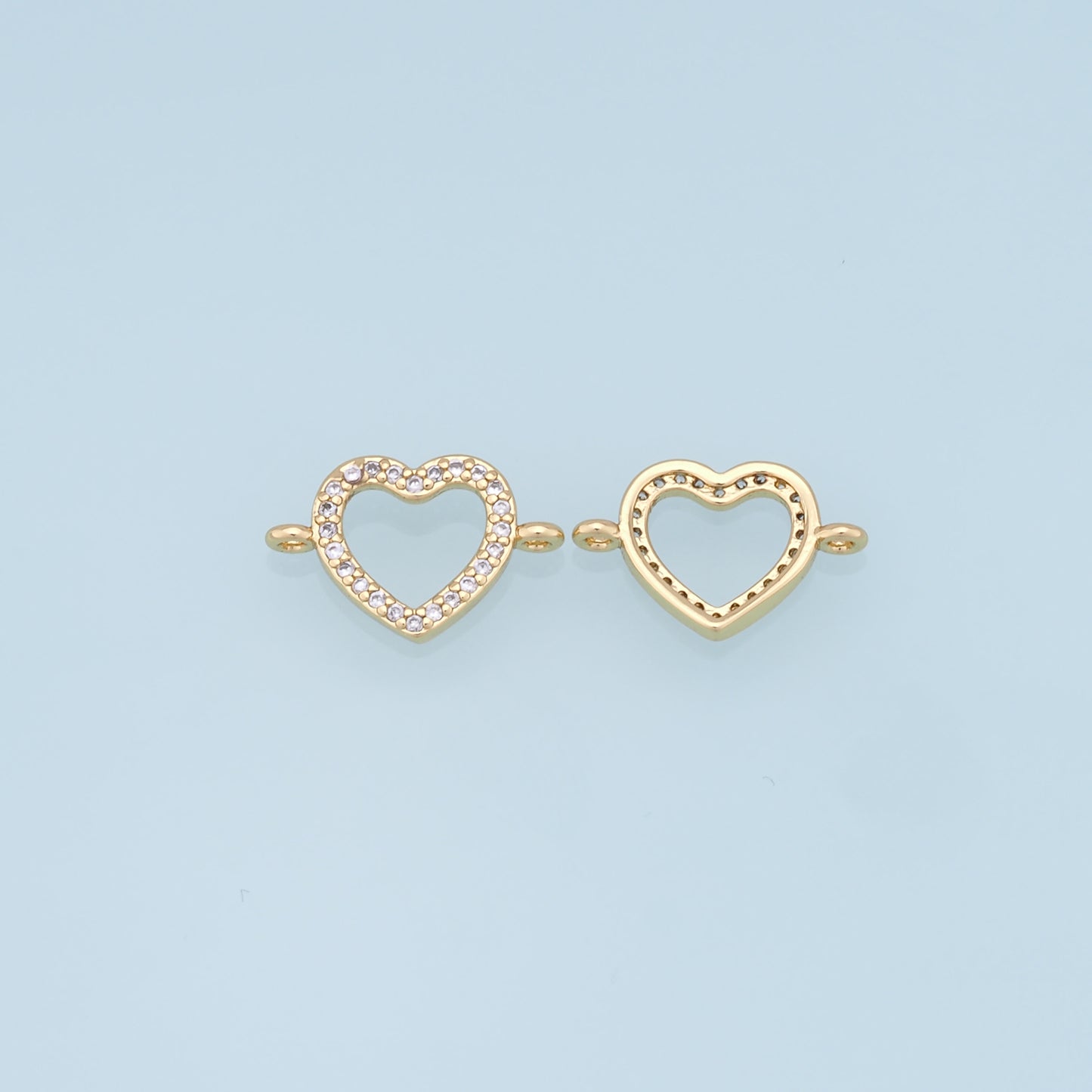 Gold Heart Connector Charms,18K Gold Filled Heart Pendant,Heart Charm Bracelet Necklace for DIY Jewelry Making Supply