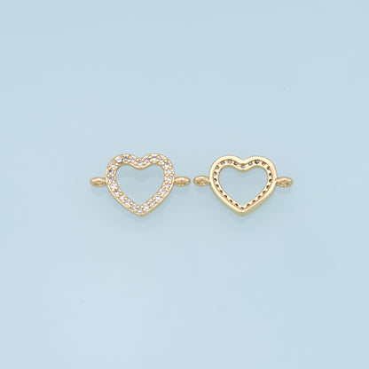 Gold Heart Connector Charms,18K Gold Filled Heart Pendant,Heart Charm Bracelet Necklace for DIY Jewelry Making Supply