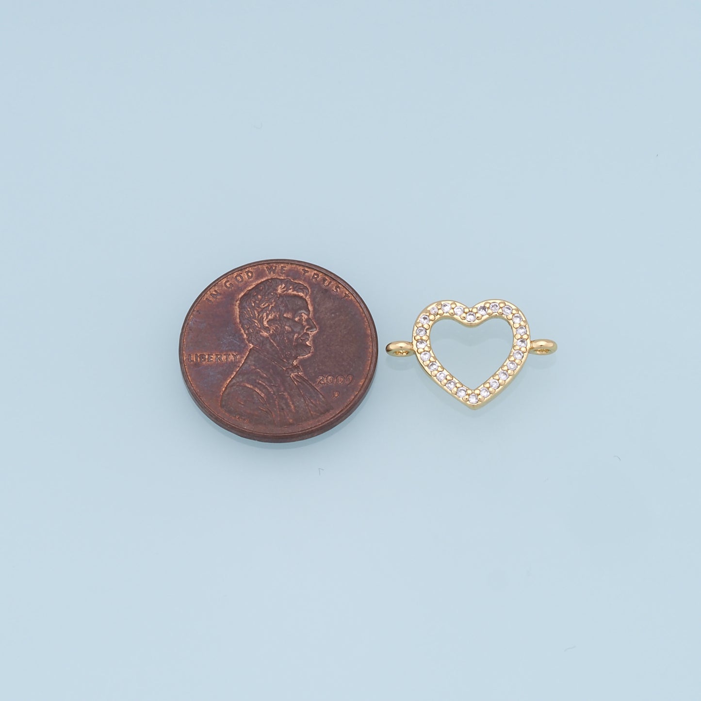 Gold Heart Connector Charms,18K Gold Filled Heart Pendant,Heart Charm Bracelet Necklace for DIY Jewelry Making Supply