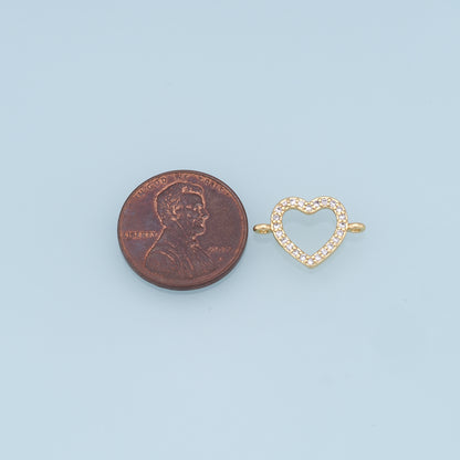Gold Heart Connector Charms,18K Gold Filled Heart Pendant,Heart Charm Bracelet Necklace for DIY Jewelry Making Supply