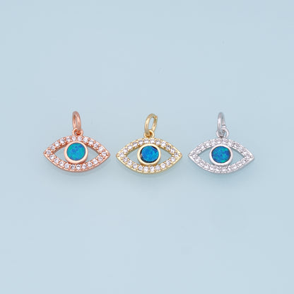 Gold Evil Eye Charms,18K Gold Filled Evil Eye Pendant,CZ Micro Pave Silver Evil Eye Charm Bracelet Necklace for DIY Jewelry Making Supply
