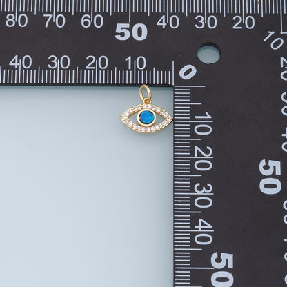Gold Evil Eye Charms,18K Gold Filled Evil Eye Pendant,CZ Micro Pave Silver Evil Eye Charm Bracelet Necklace for DIY Jewelry Making Supply