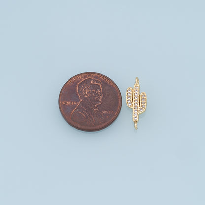 Gold Cactus Charms,18K Gold Filled CZ Micro Pave Cactus Pendant,Desert Charm Bracelet Necklace for DIY Jewelry Making Supply