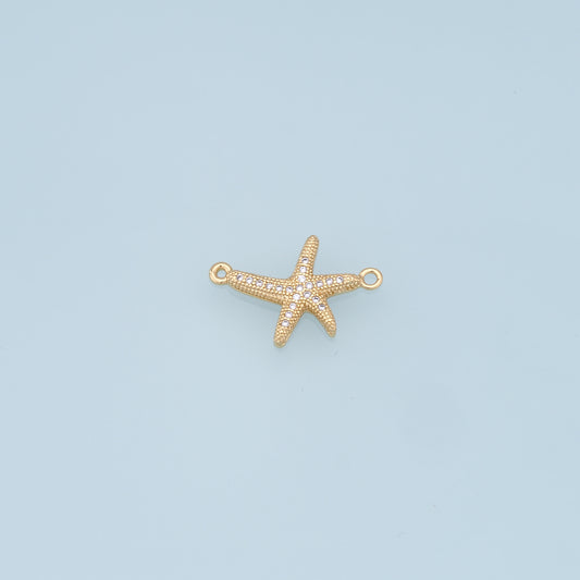 Gold Starfish Connector Charms,18K Gold Filled Sea star Pendant,Starfish Charm Bracelet Necklace for DIY Jewelry Making Supply