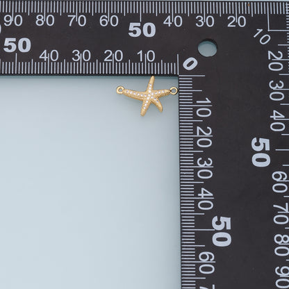 Gold Starfish Connector Charms,18K Gold Filled Sea star Pendant,Starfish Charm Bracelet Necklace for DIY Jewelry Making Supply