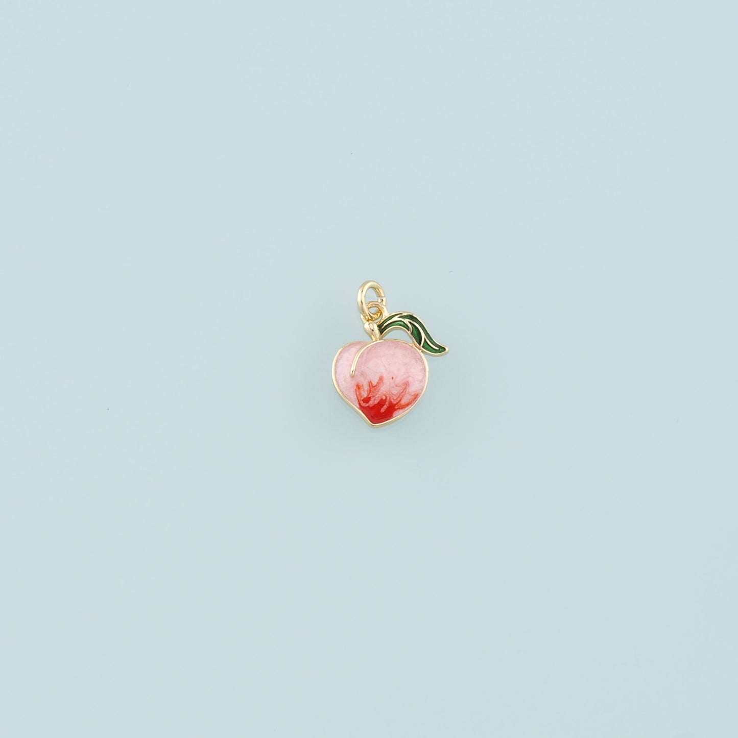 18K Gold Filled Peach Pendant,Enamel Fruit Charm Bracelet Necklace for DIY Jewelry Making Supply