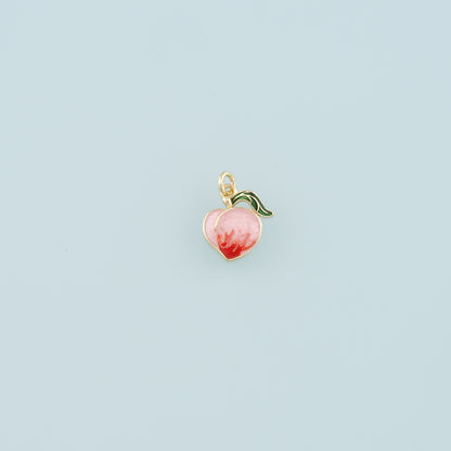 18K Gold Filled Peach Pendant,Enamel Fruit Charm Bracelet Necklace for DIY Jewelry Making Supply