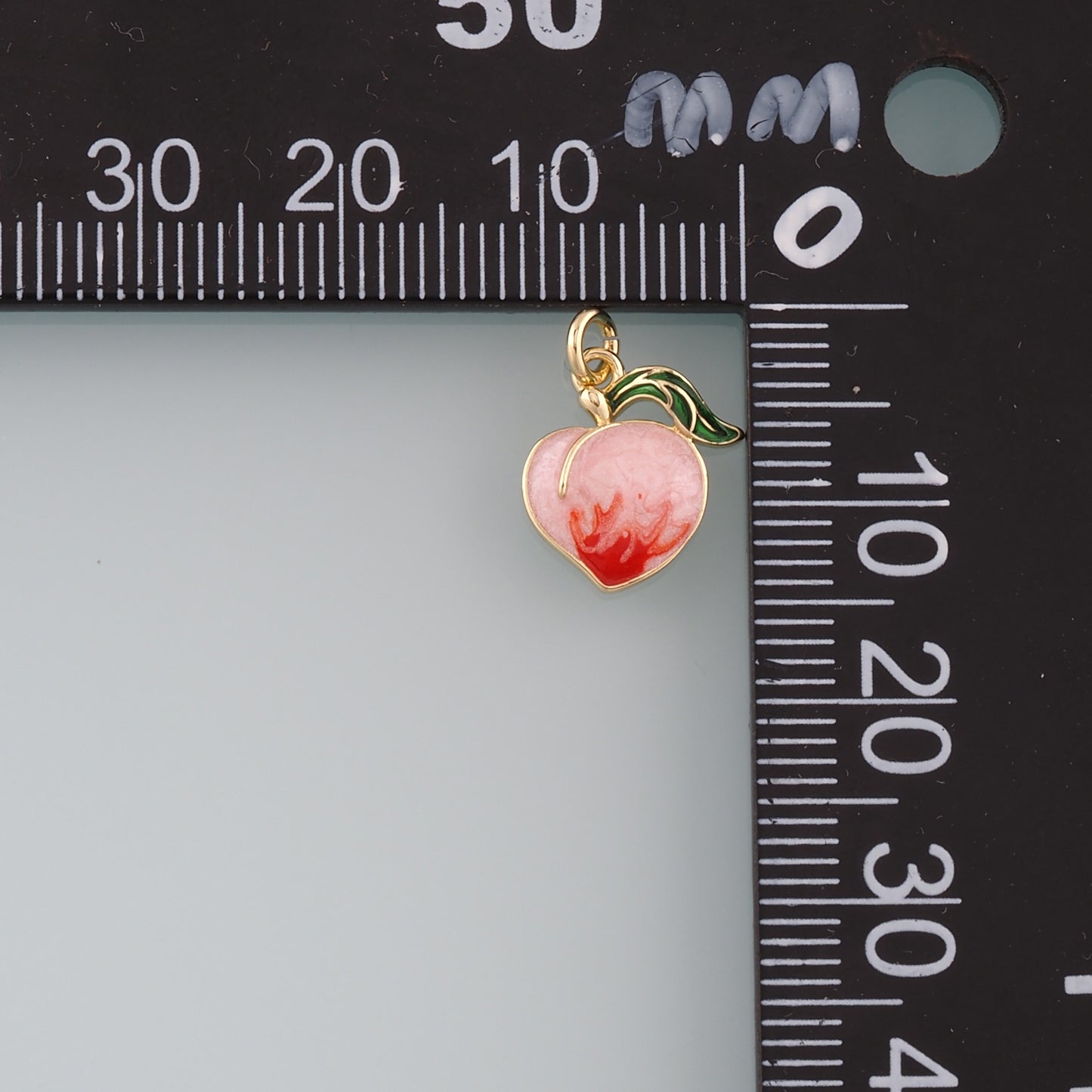 18K Gold Filled Peach Pendant,Enamel Fruit Charm Bracelet Necklace for DIY Jewelry Making Supply