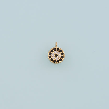 18K Gold Filled Round Evil Eye Pendant,CZ Micro Pave Evil Eye Charm Bracelet Necklace for DIY Jewelry Making Supply