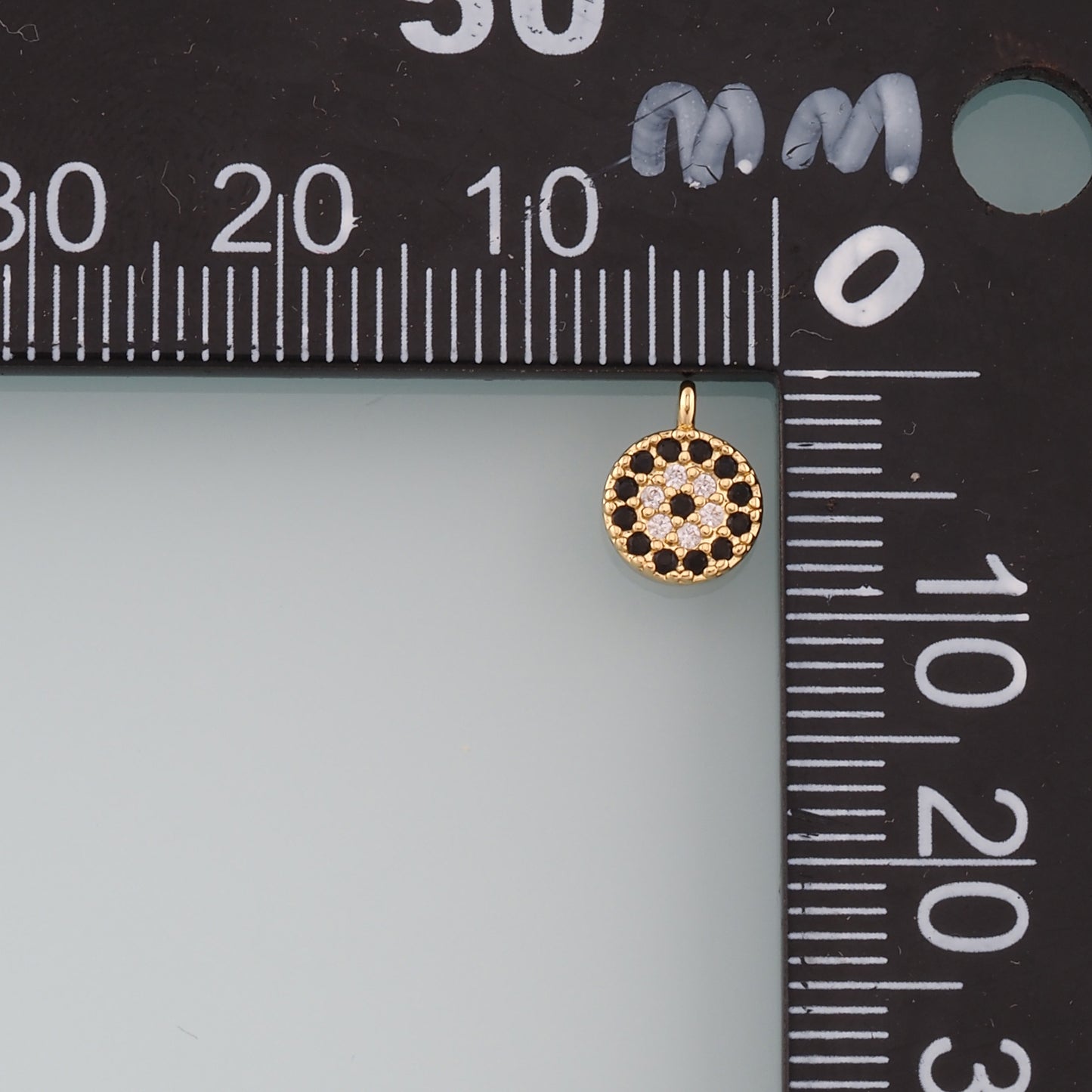 18K Gold Filled Round Evil Eye Pendant,CZ Micro Pave Evil Eye Charm Bracelet Necklace for DIY Jewelry Making Supply