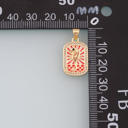 Gold Seahorse Charms,18K Gold Filled CZ Seahorse Pendant,Enamel Seahorse Charm Bracelet Necklace for DIY Jewelry Making Supply