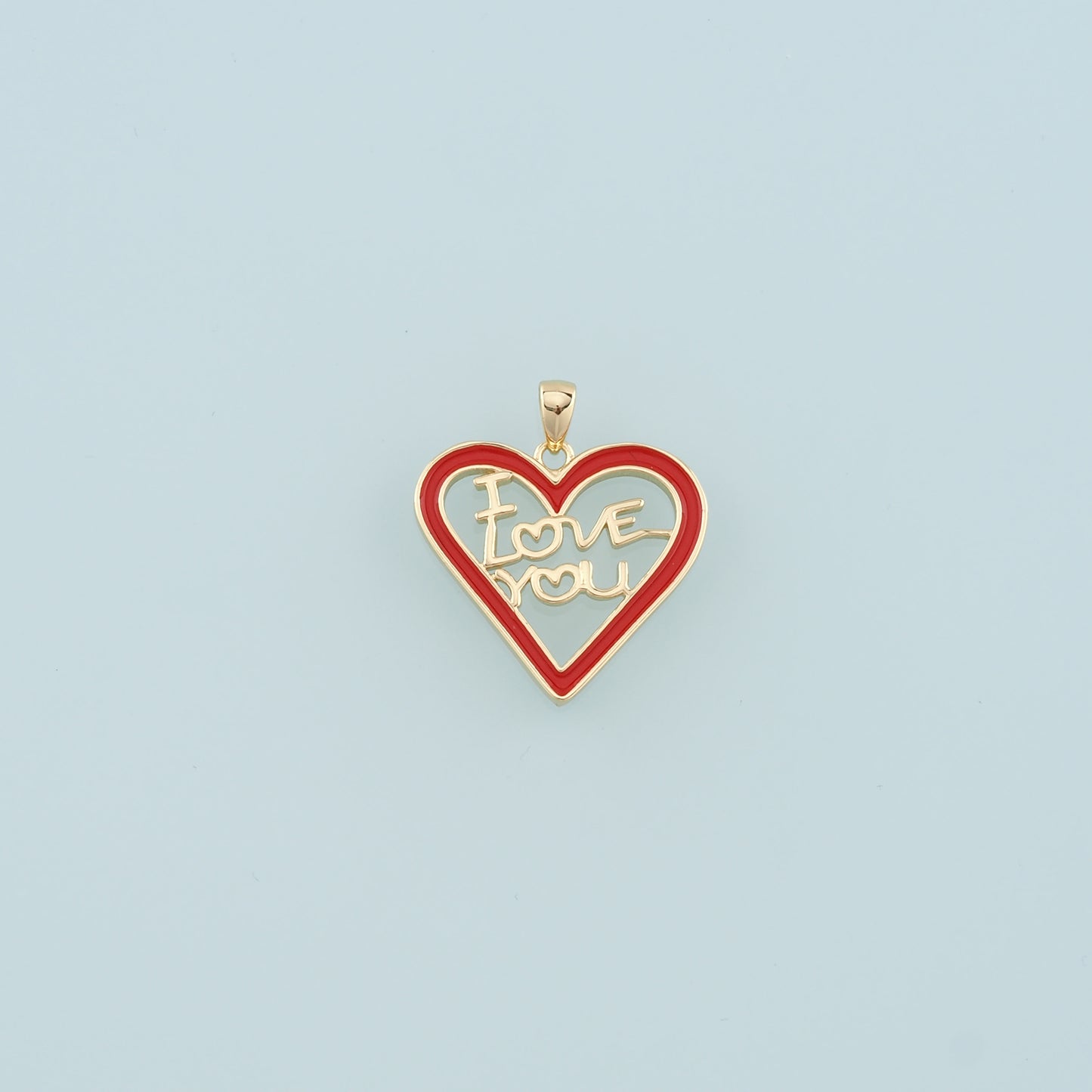 18K Gold Filled Heart Pendant,Enamel I Love You Charm Bracelet Necklace for DIY Jewelry Making Supply