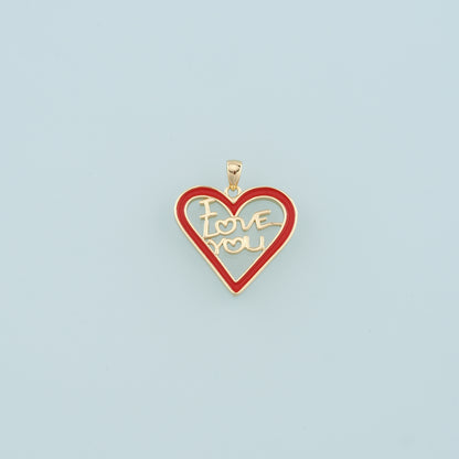 18K Gold Filled Heart Pendant,Enamel I Love You Charm Bracelet Necklace for DIY Jewelry Making Supply