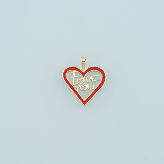 18K Gold Filled Heart Pendant,Enamel I Love You Charm Bracelet Necklace for DIY Jewelry Making Supply