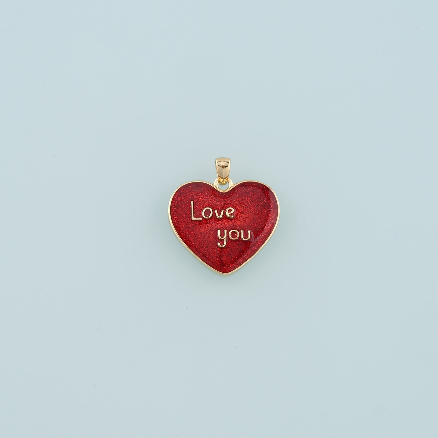 18K Gold Filled Heart Pendant,Enamel Love You Charm Bracelet Necklace for DIY Jewelry Making Supply