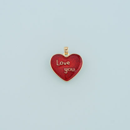 18K Gold Filled Heart Pendant,Enamel Love You Charm Bracelet Necklace for DIY Jewelry Making Supply