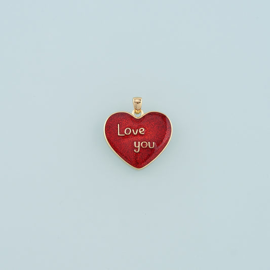 18K Gold Filled Heart Pendant,Enamel Love You Charm Bracelet Necklace for DIY Jewelry Making Supply
