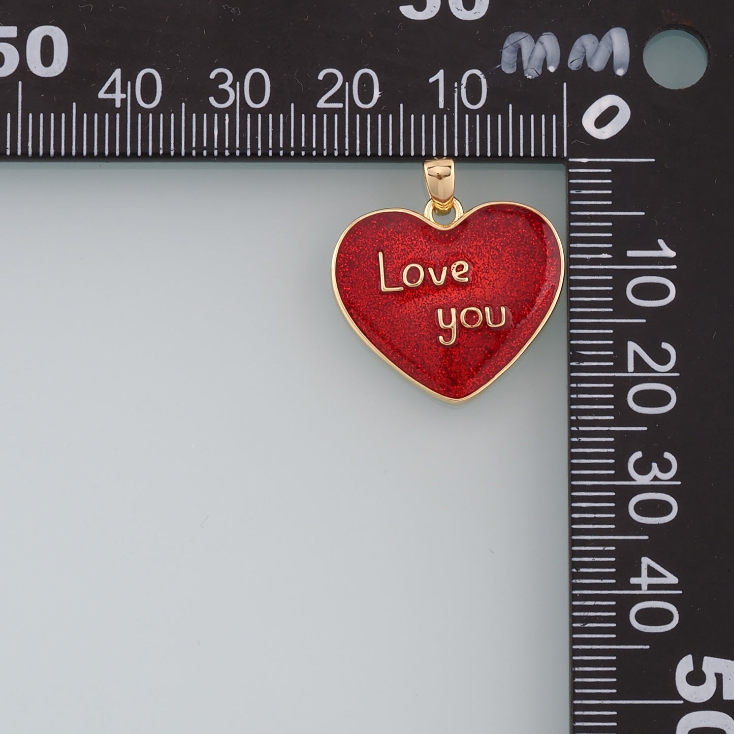 18K Gold Filled Heart Pendant,Enamel Love You Charm Bracelet Necklace for DIY Jewelry Making Supply