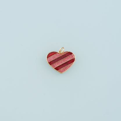 18K Gold Filled Heart Pendant,Enamel Heart Charm Bracelet Necklace for DIY Jewelry Making Supply