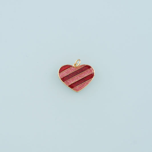 18K Gold Filled Heart Pendant,Enamel Heart Charm Bracelet Necklace for DIY Jewelry Making Supply