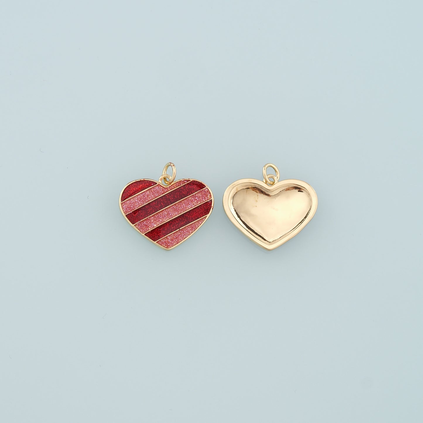 18K Gold Filled Heart Pendant,Enamel Heart Charm Bracelet Necklace for DIY Jewelry Making Supply