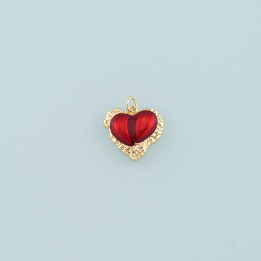 18K Gold Filled Heart Pendant,Enamel Heart Charm Bracelet Necklace for DIY Jewelry Making Supply