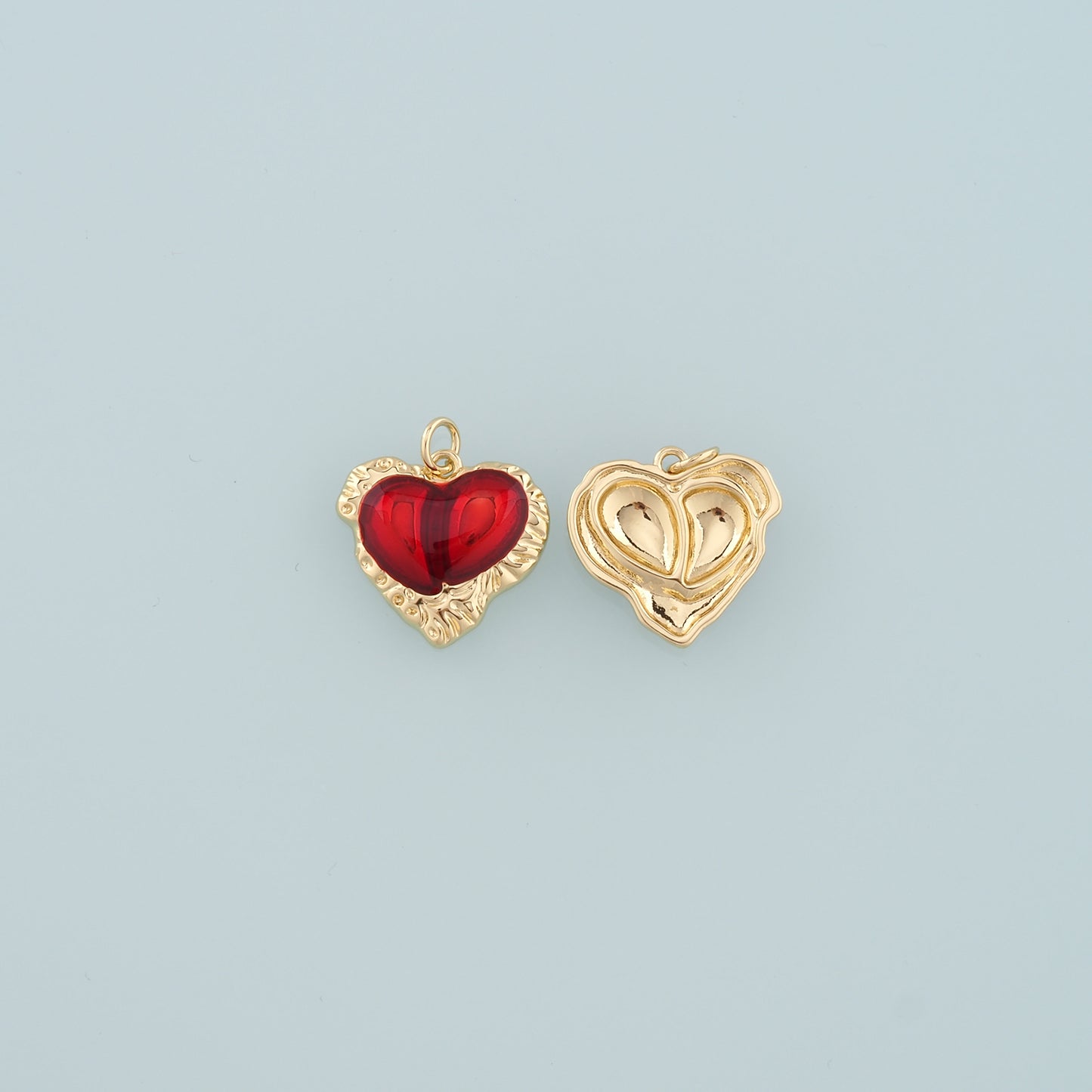 18K Gold Filled Heart Pendant,Enamel Heart Charm Bracelet Necklace for DIY Jewelry Making Supply