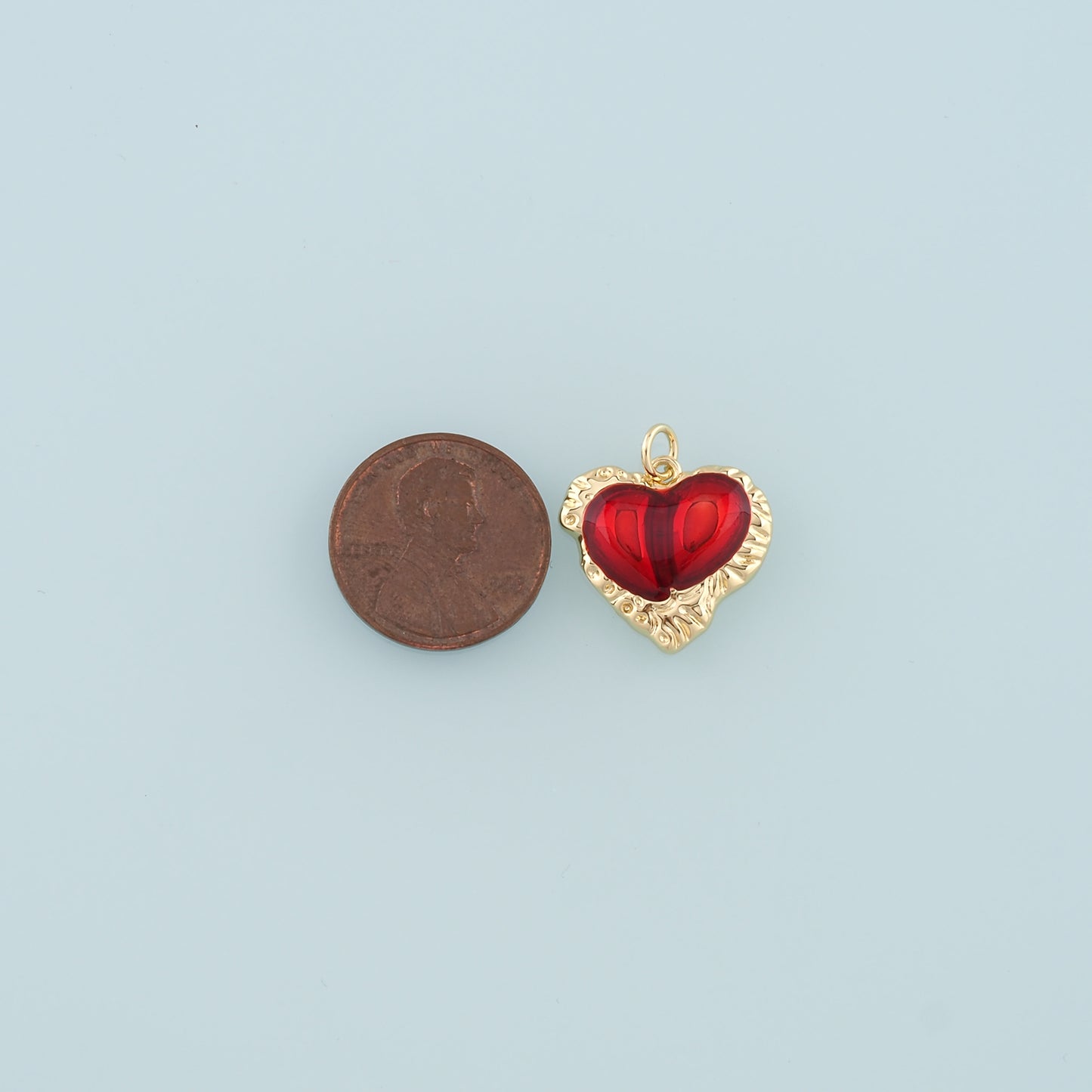 18K Gold Filled Heart Pendant,Enamel Heart Charm Bracelet Necklace for DIY Jewelry Making Supply