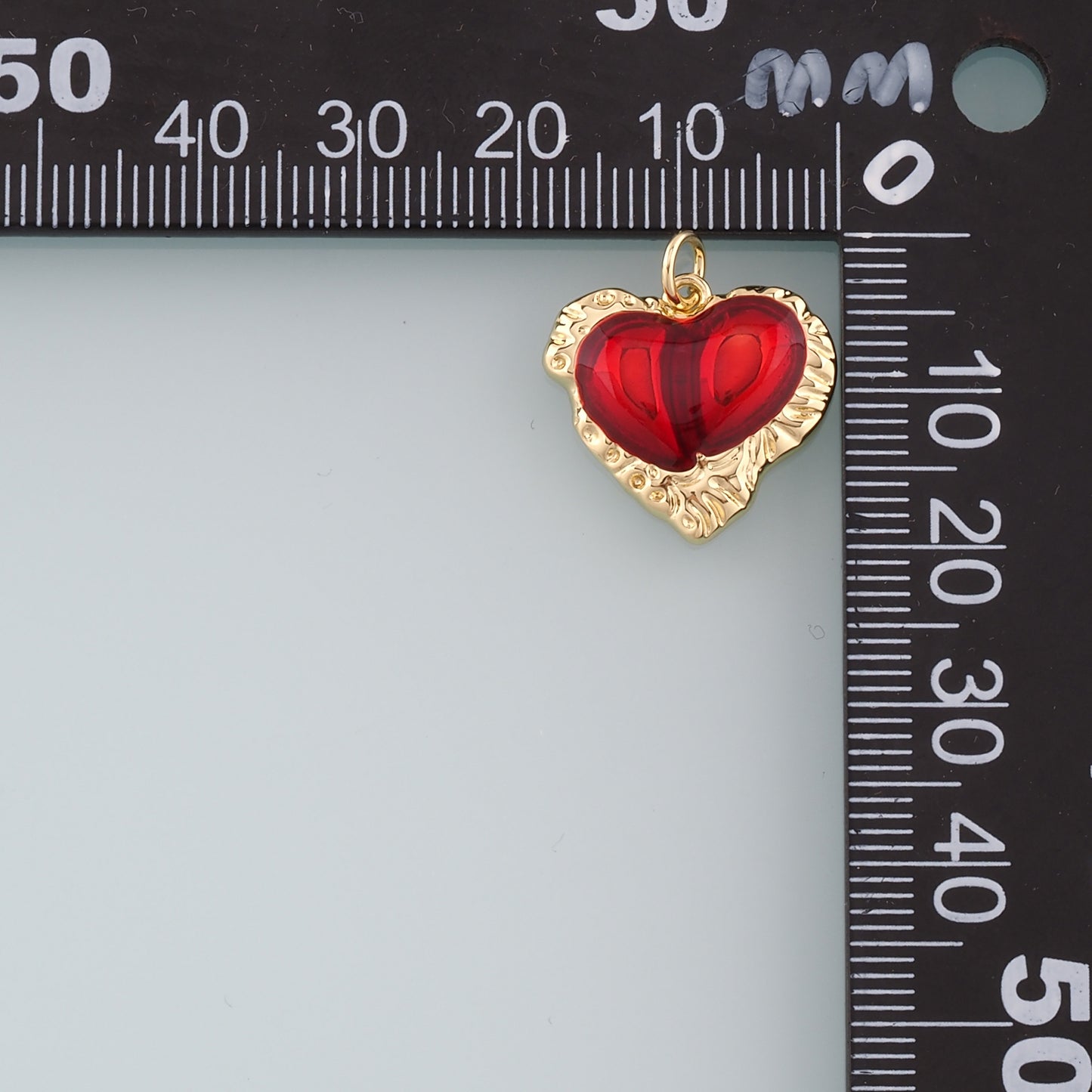 18K Gold Filled Heart Pendant,Enamel Heart Charm Bracelet Necklace for DIY Jewelry Making Supply
