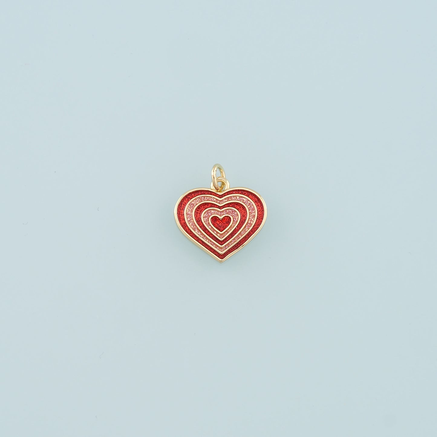 18K Gold Filled Heart Pendant,Enamel Heart Charm Bracelet Necklace for DIY Jewelry Making Supply