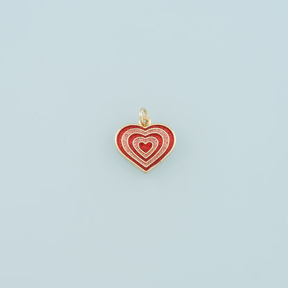 18K Gold Filled Heart Pendant,Enamel Heart Charm Bracelet Necklace for DIY Jewelry Making Supply