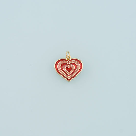 18K Gold Filled Heart Pendant,Enamel Heart Charm Bracelet Necklace for DIY Jewelry Making Supply