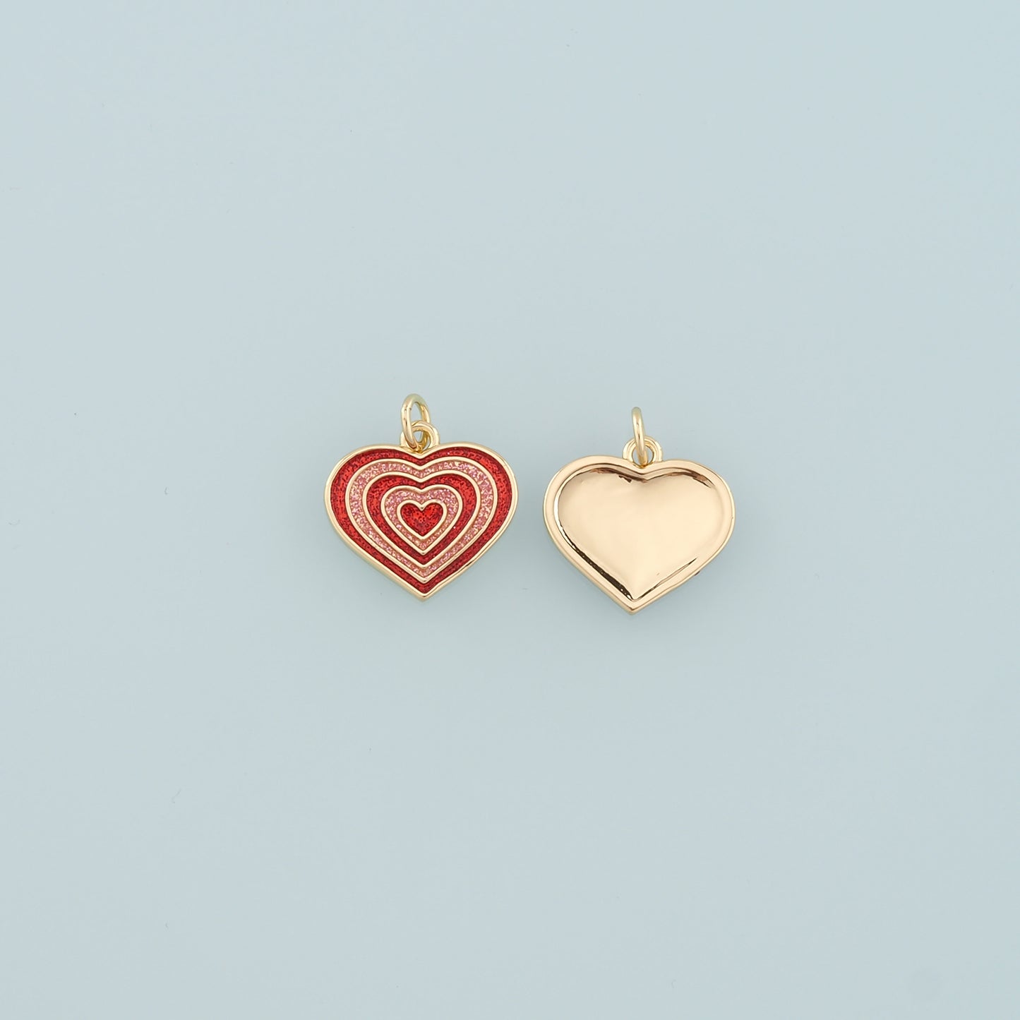 18K Gold Filled Heart Pendant,Enamel Heart Charm Bracelet Necklace for DIY Jewelry Making Supply