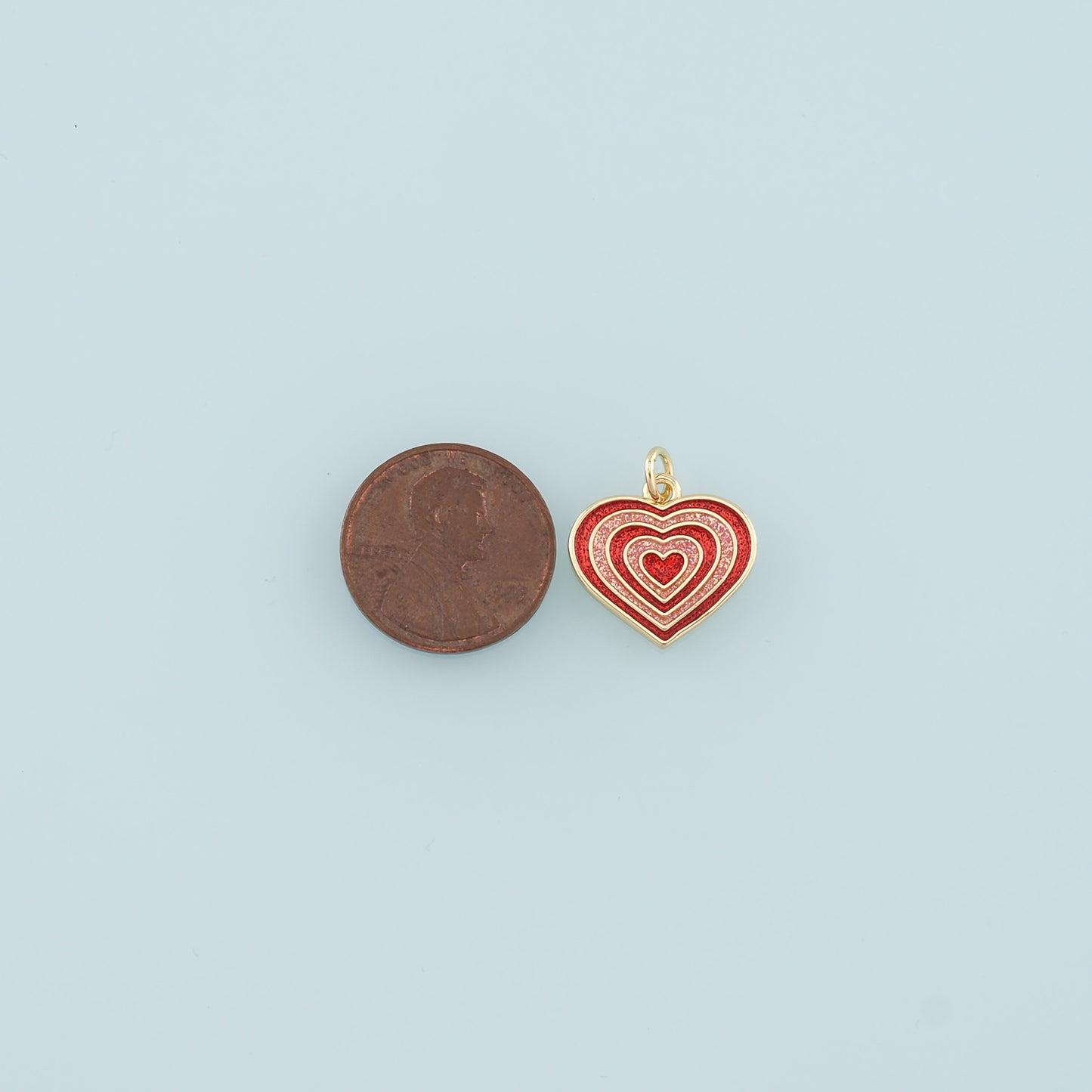 18K Gold Filled Heart Pendant,Enamel Heart Charm Bracelet Necklace for DIY Jewelry Making Supply