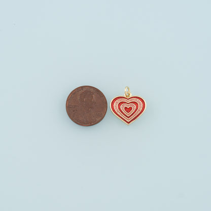 18K Gold Filled Heart Pendant,Enamel Heart Charm Bracelet Necklace for DIY Jewelry Making Supply